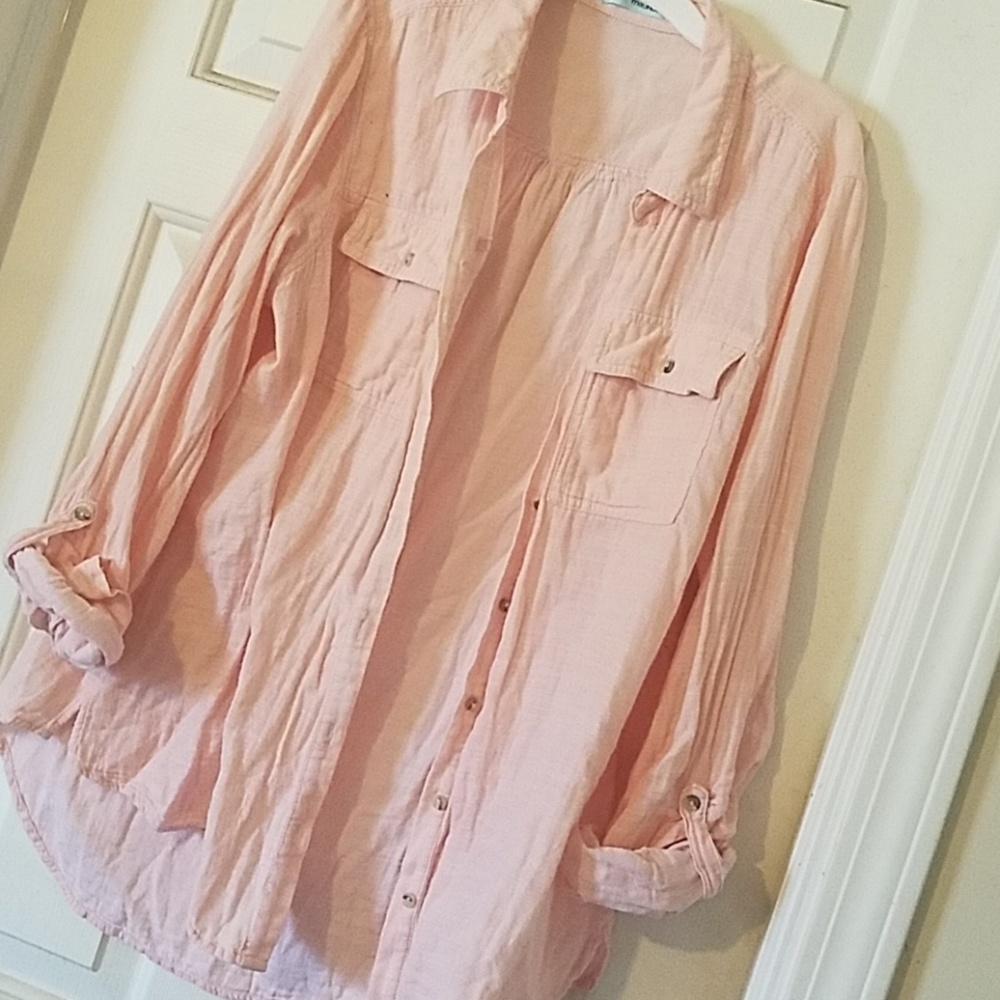 Peach Button Down